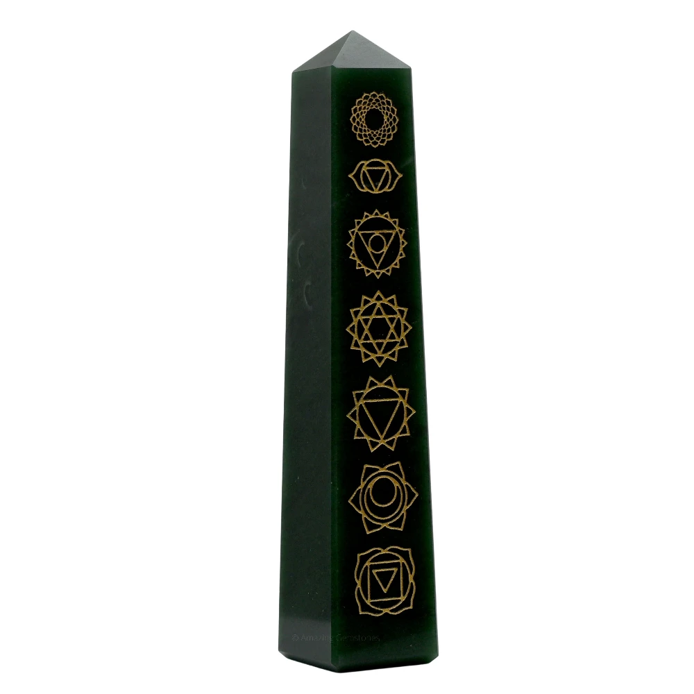 Dark Green Aventurine Tower (4" - 5" Inch (Engraved))