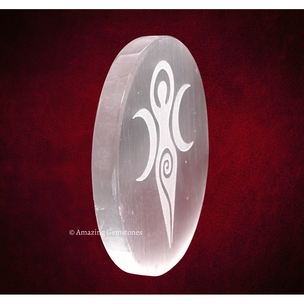 Selenite Charging Plate for Crystals - Goddess Moon (4 Inch)
