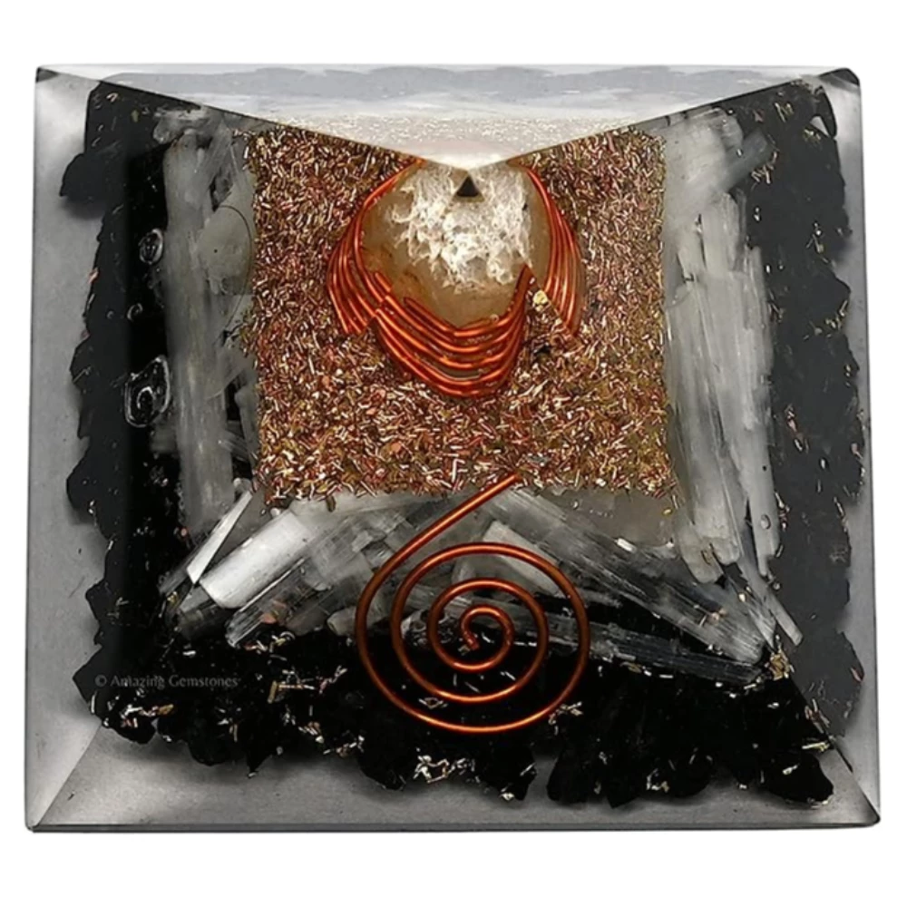 Black Tourmaline Selenite Orgone Pyramid