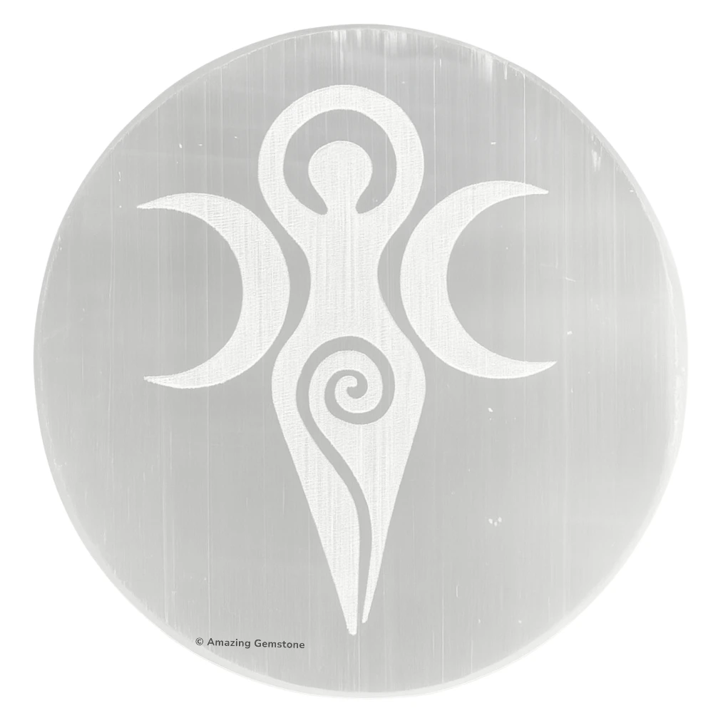 Selenite Charging Plate for Crystals - Goddess Moon (4 Inch)