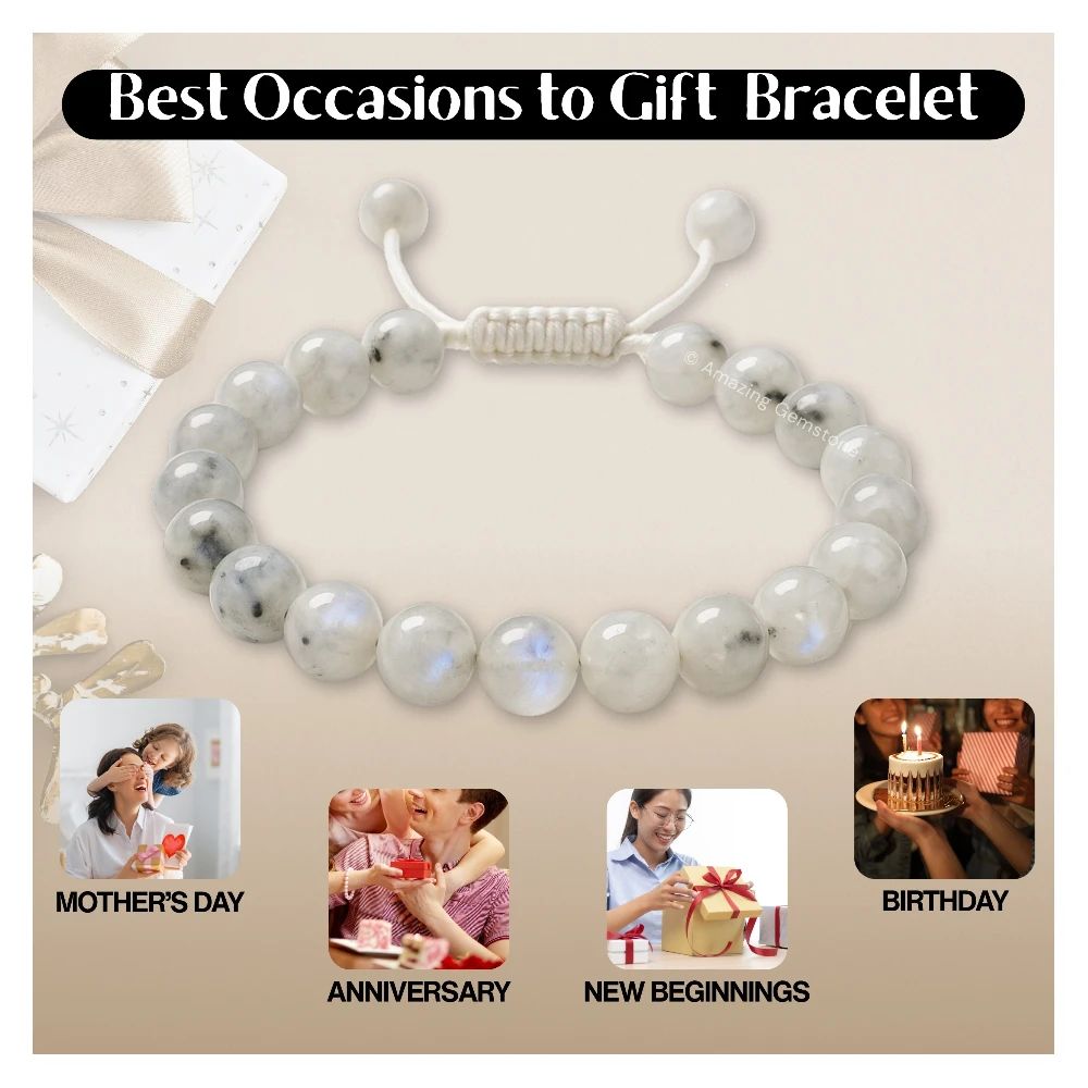 Rainbow Moonstone Bracelet (Adjustable)