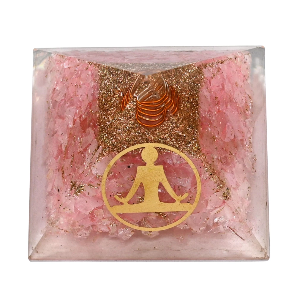 Rose Quartz Orgone Pyramid - Buddha
