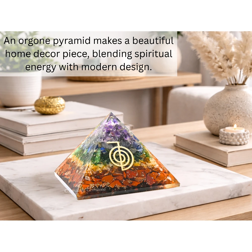 Natural Chakra Orgone Pyramid - Reiki