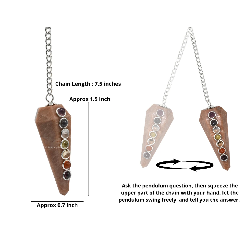Peach Moonstone Chakra Crystal Pendulum