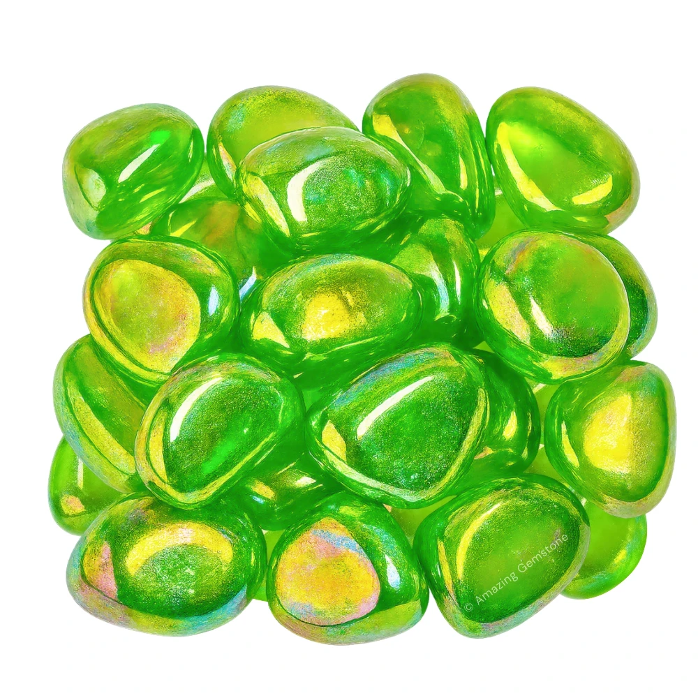 Tumbled Apple Aura Quartz Crystals (1000+ Carats)