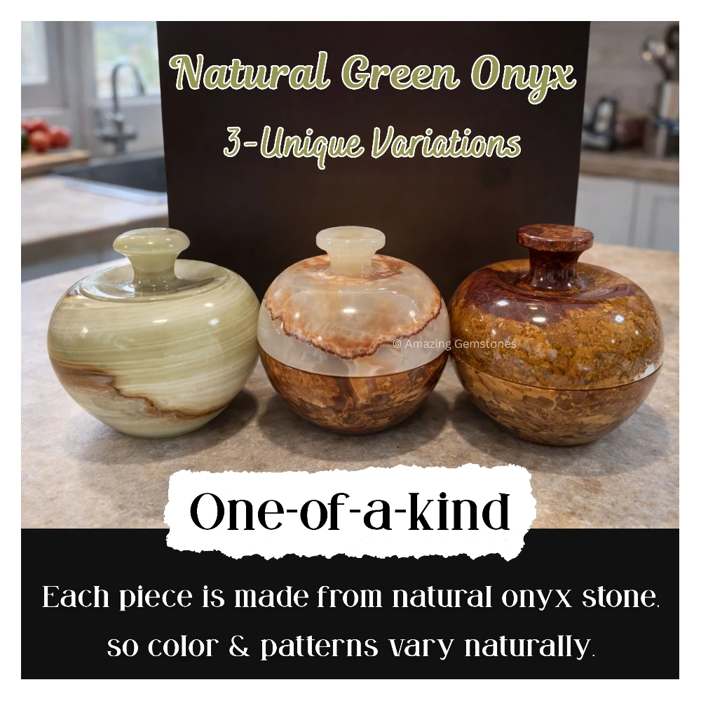 Green Onyx Candy Jar Apple Shape