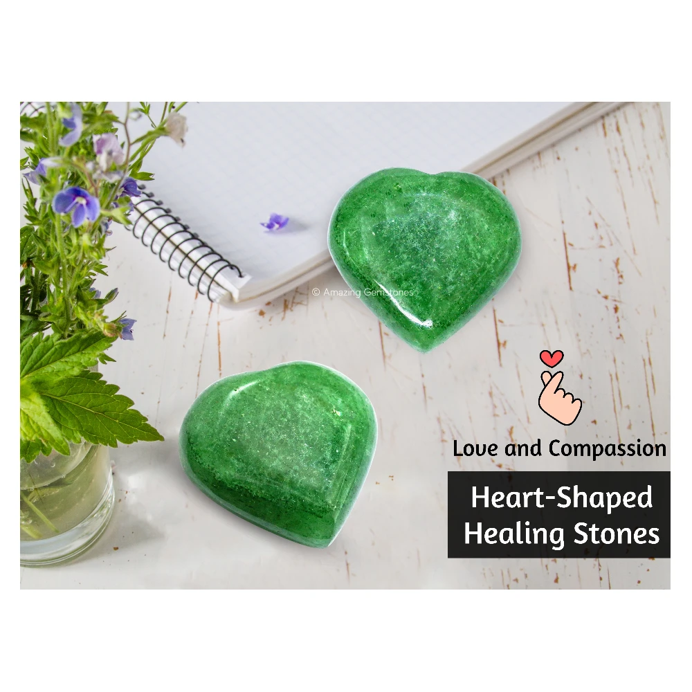 Green Strawberry Quartz Heart