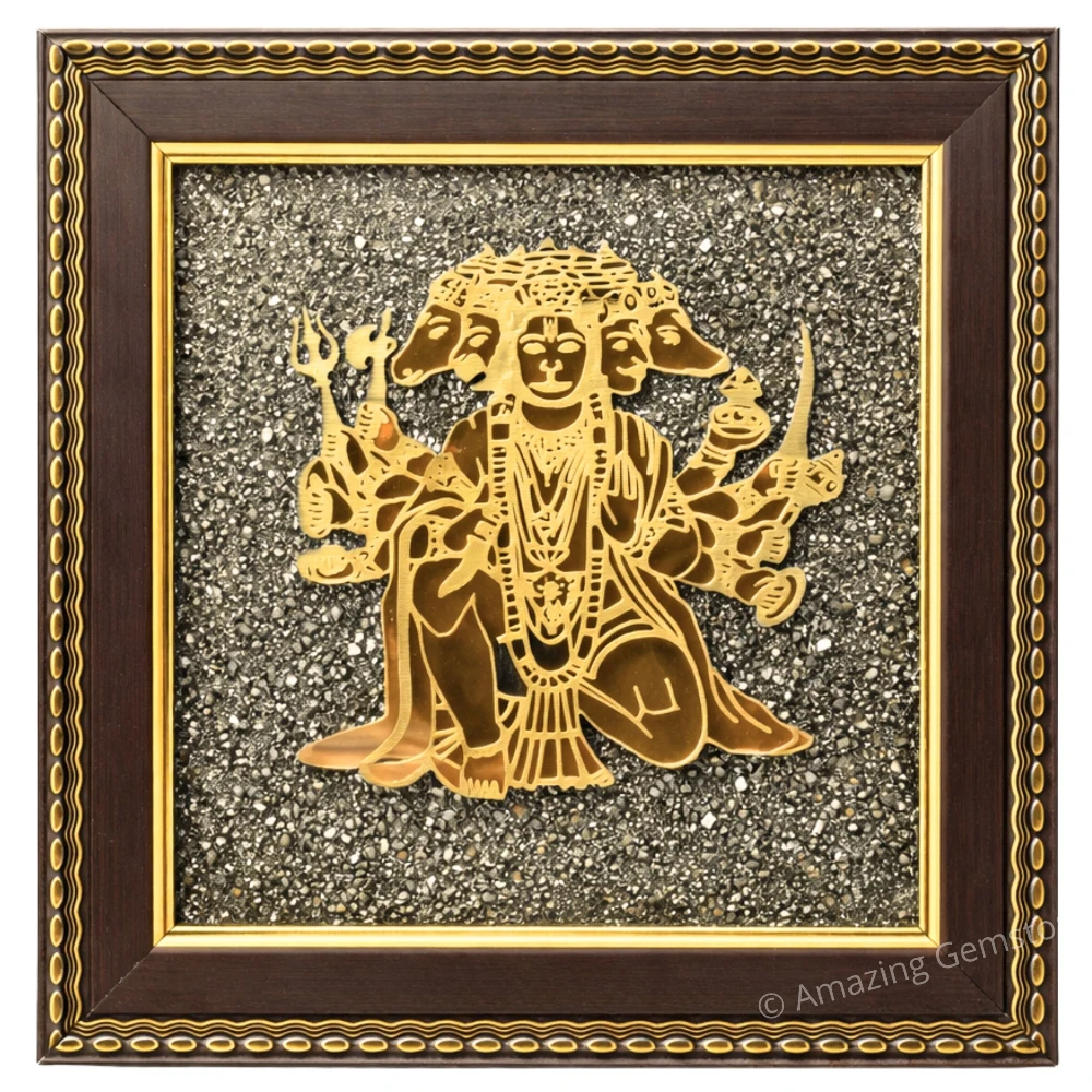 Authentic Pyrite Frame – Vastu Decor (Panchmukhi Hanuman)