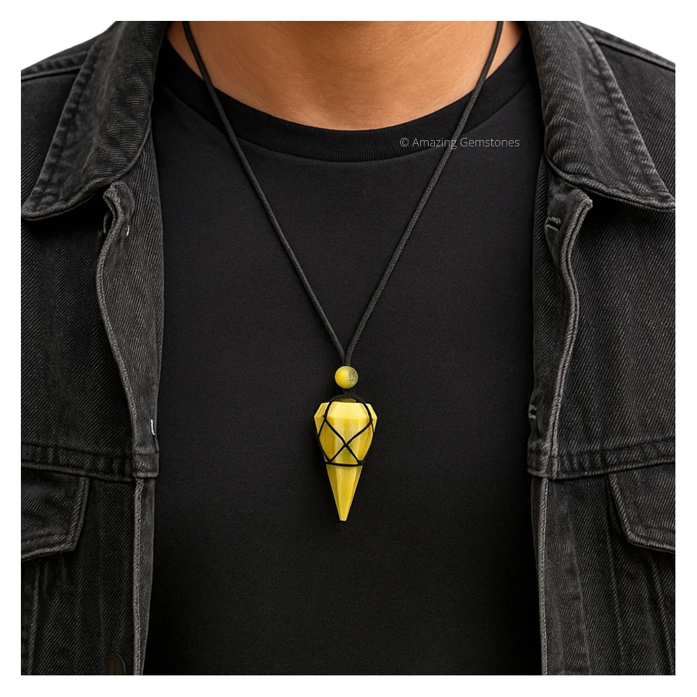 Serpentine Pendulum Pendant Necklace (Macrame)