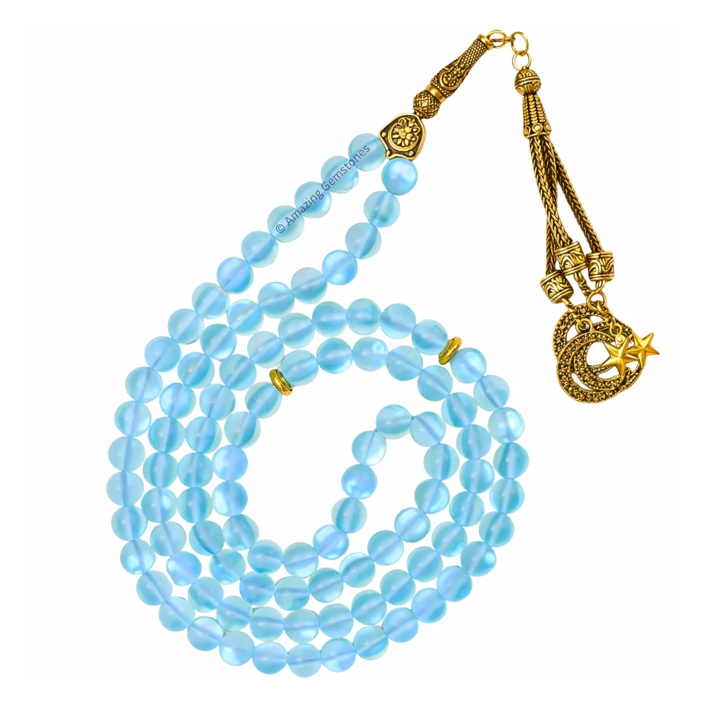 Blue Mermaid Tasbeeh Sibha Prayer Beads (Gold)