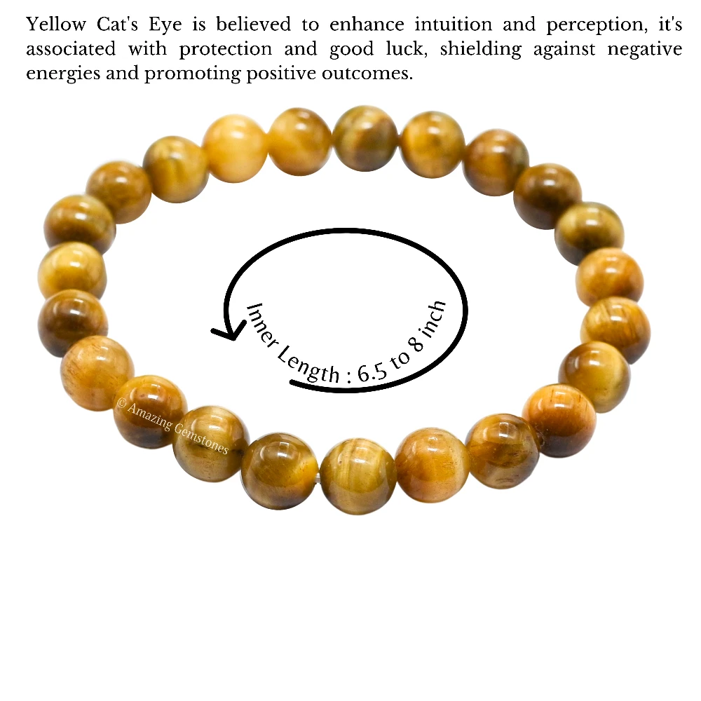 Yellow Cat's Eye Bracelet (Strechable)