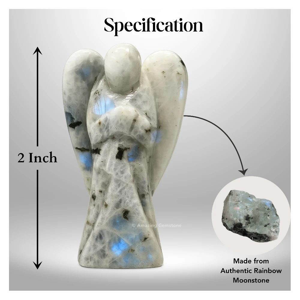 Rainbow Moonstone Angel Figurine (2 Inch)