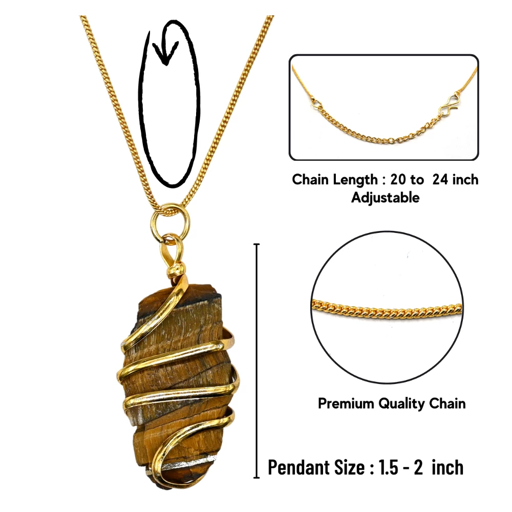 Tiger Eye Necklace - Raw Crystal (Gold)
