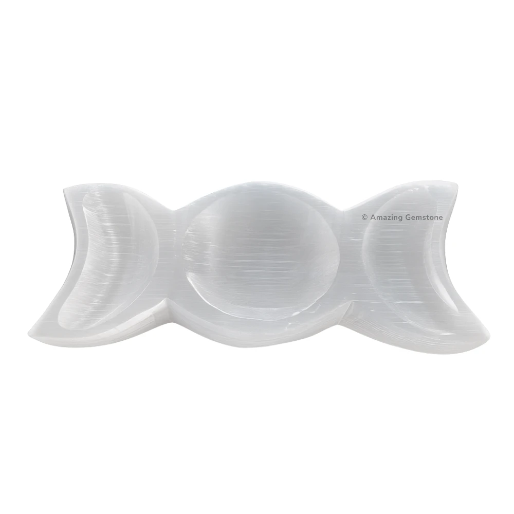 Selenite Charging Bowl for Crystals - Triple Moon