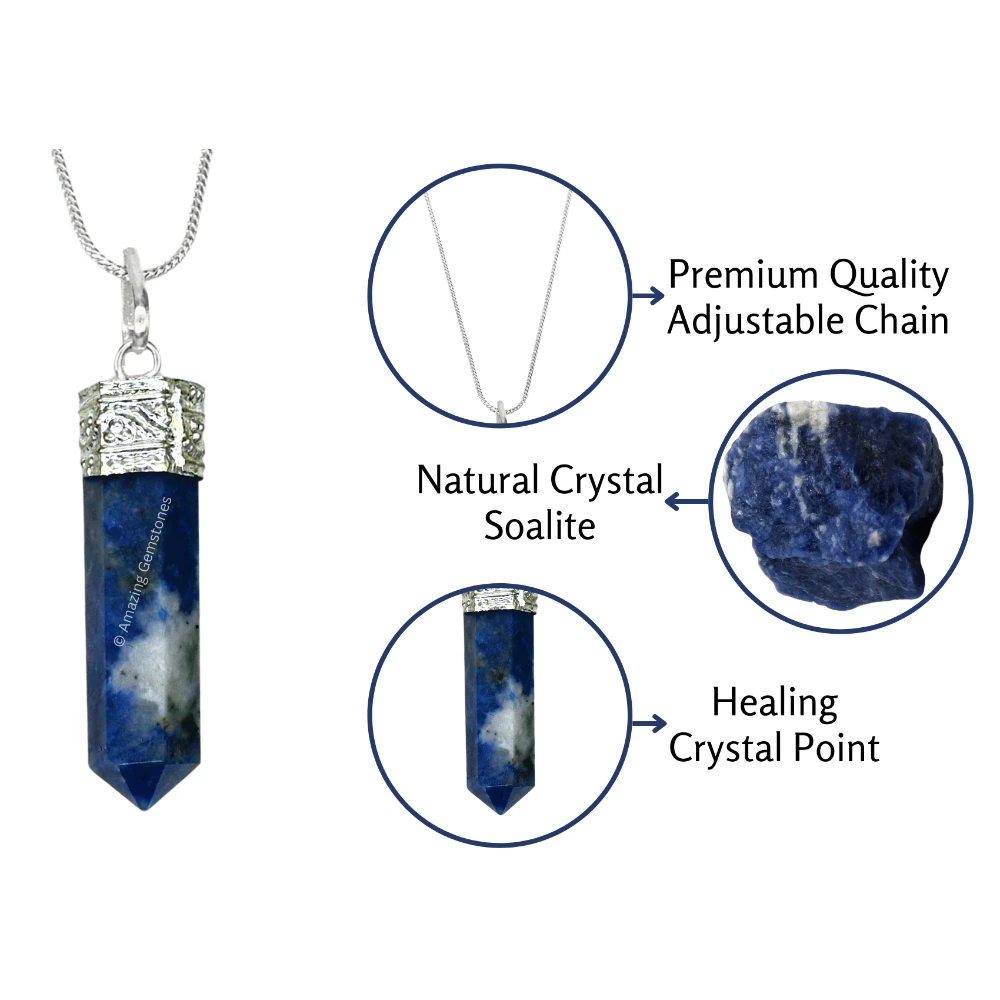 Sodalite Necklace - Pencil Point (Silver)