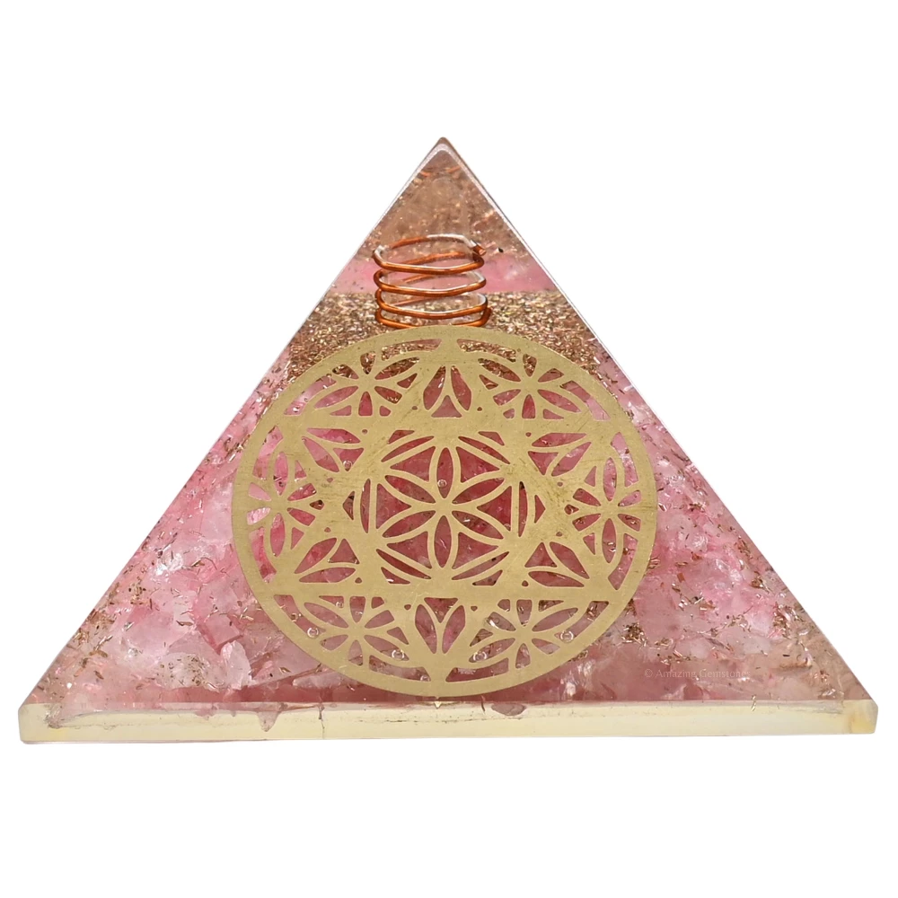 Rose Quartz Orgone Pyramid - Star of David