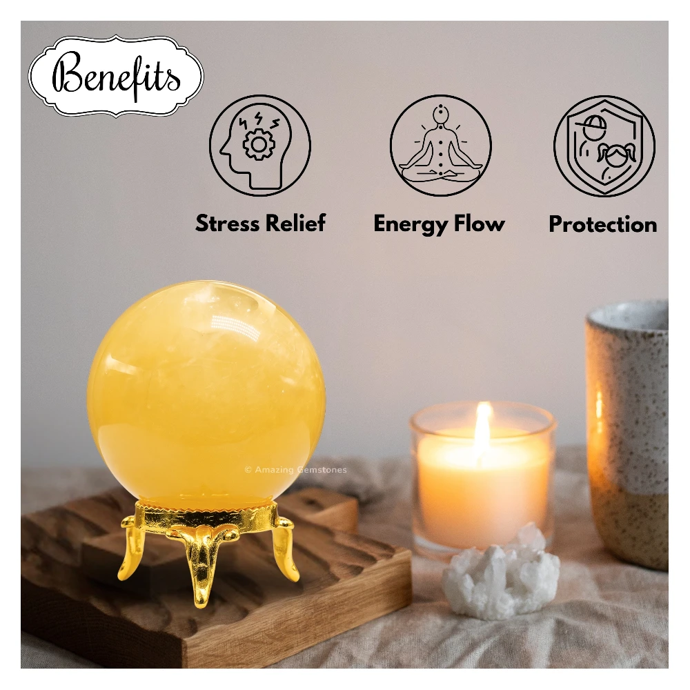 Yellow Calcite Sphere (1.5 Inch)