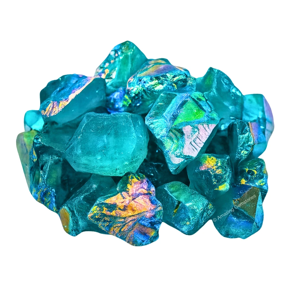 Aqua Aura Quartz Raw Crystals (5 Pieces)