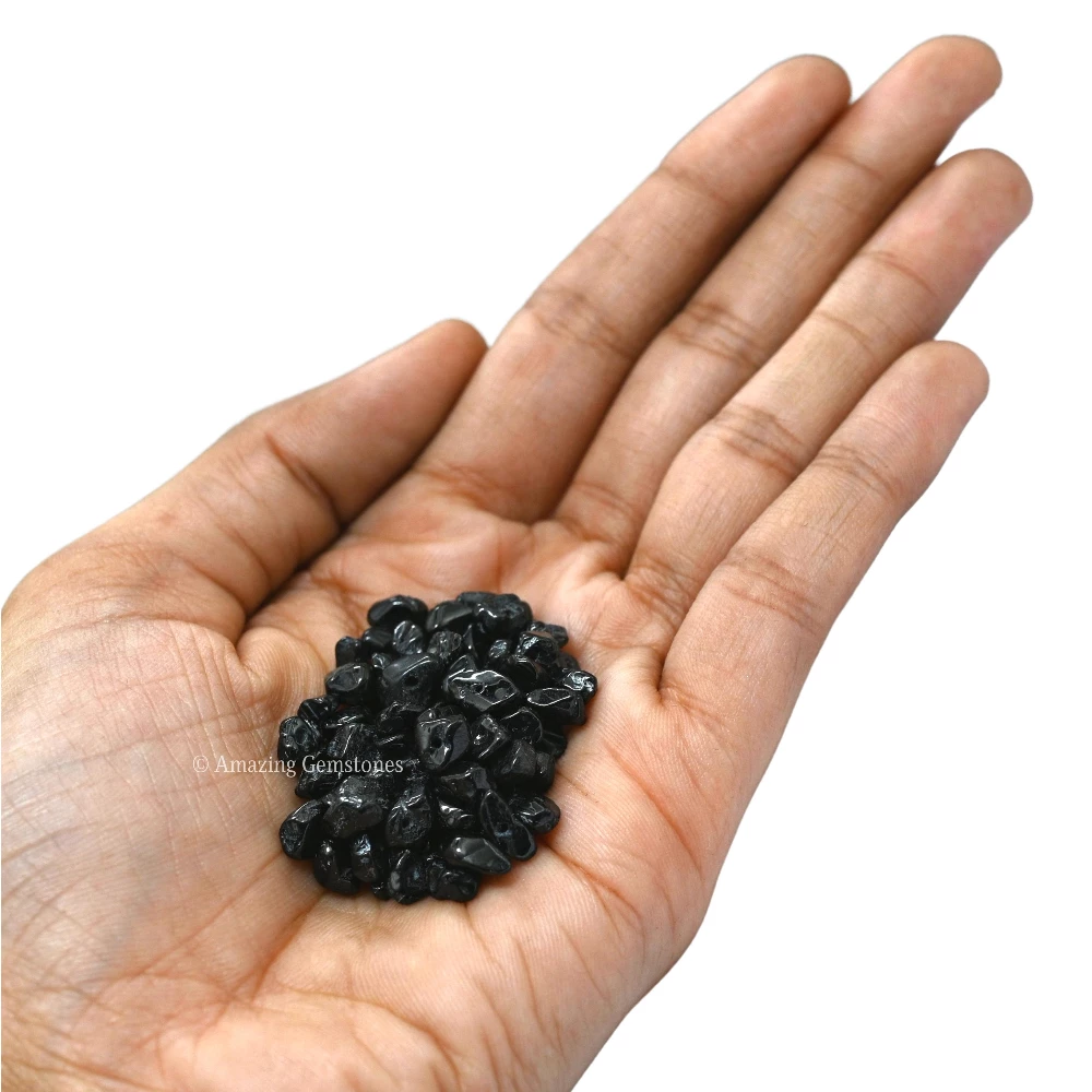Black Tourmaline Chips - Pre Drilled