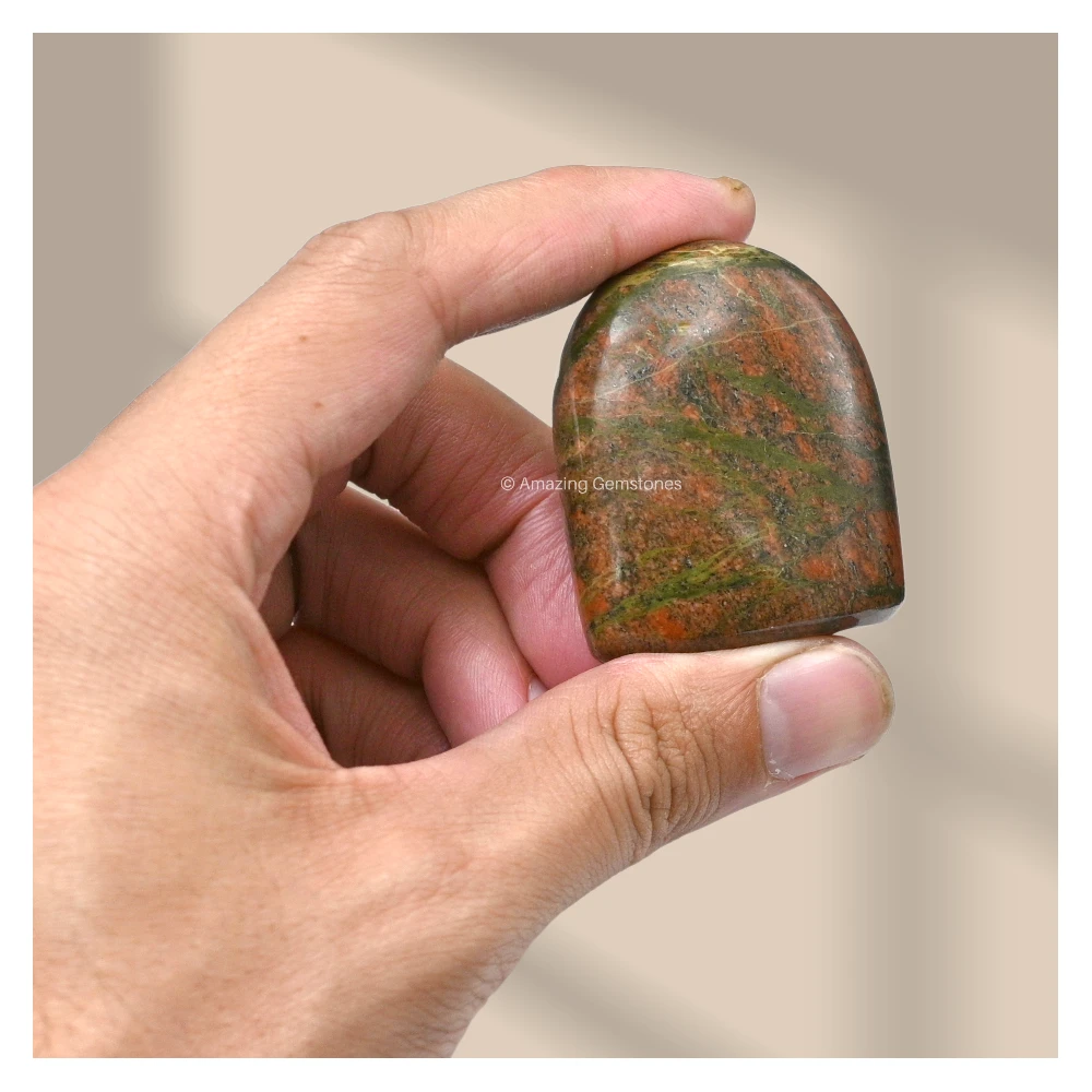 Unakite Standing Palm Stone (Regular)