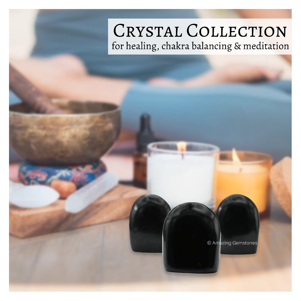 Black Tourmaline Standing Palm Stone (Large)