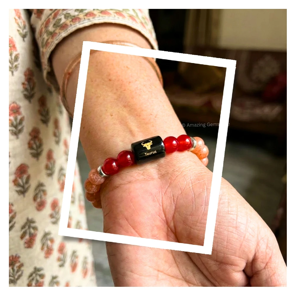 Taurus Birthstone Bracelet - Sunstone & Carnelian