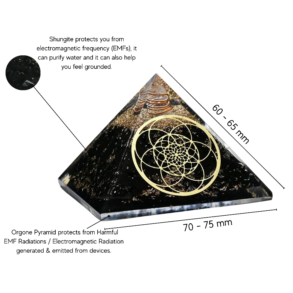 Shungite Orgone Pyramid - Seed of Life