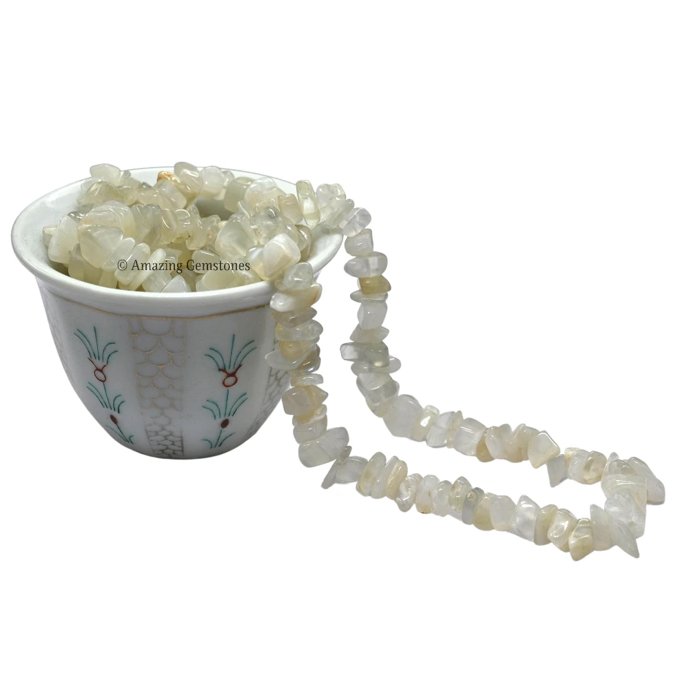 White Moonstone Chips - Pre Drilled