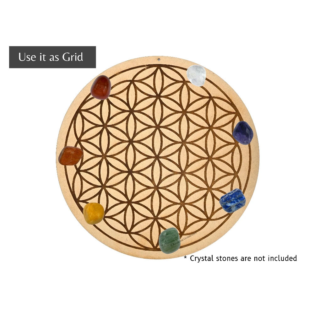Wooden Crystal Grid Sacred Geometry - Flower of Life (12 Inch)