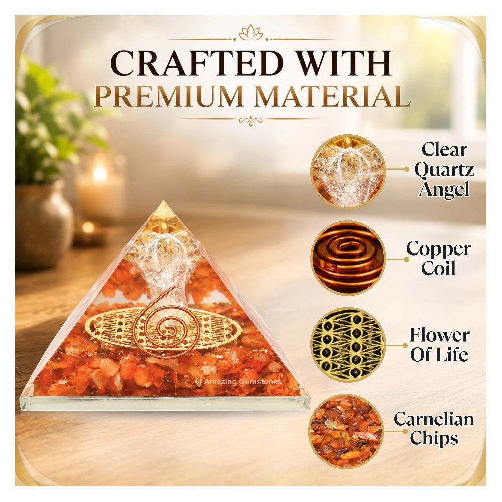 Carnelian Orgone Pyramid - Angel Glow in Dark