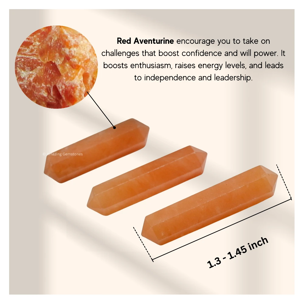 Red Aventurine Pencil Points (Double Terminated) (Set of 10)