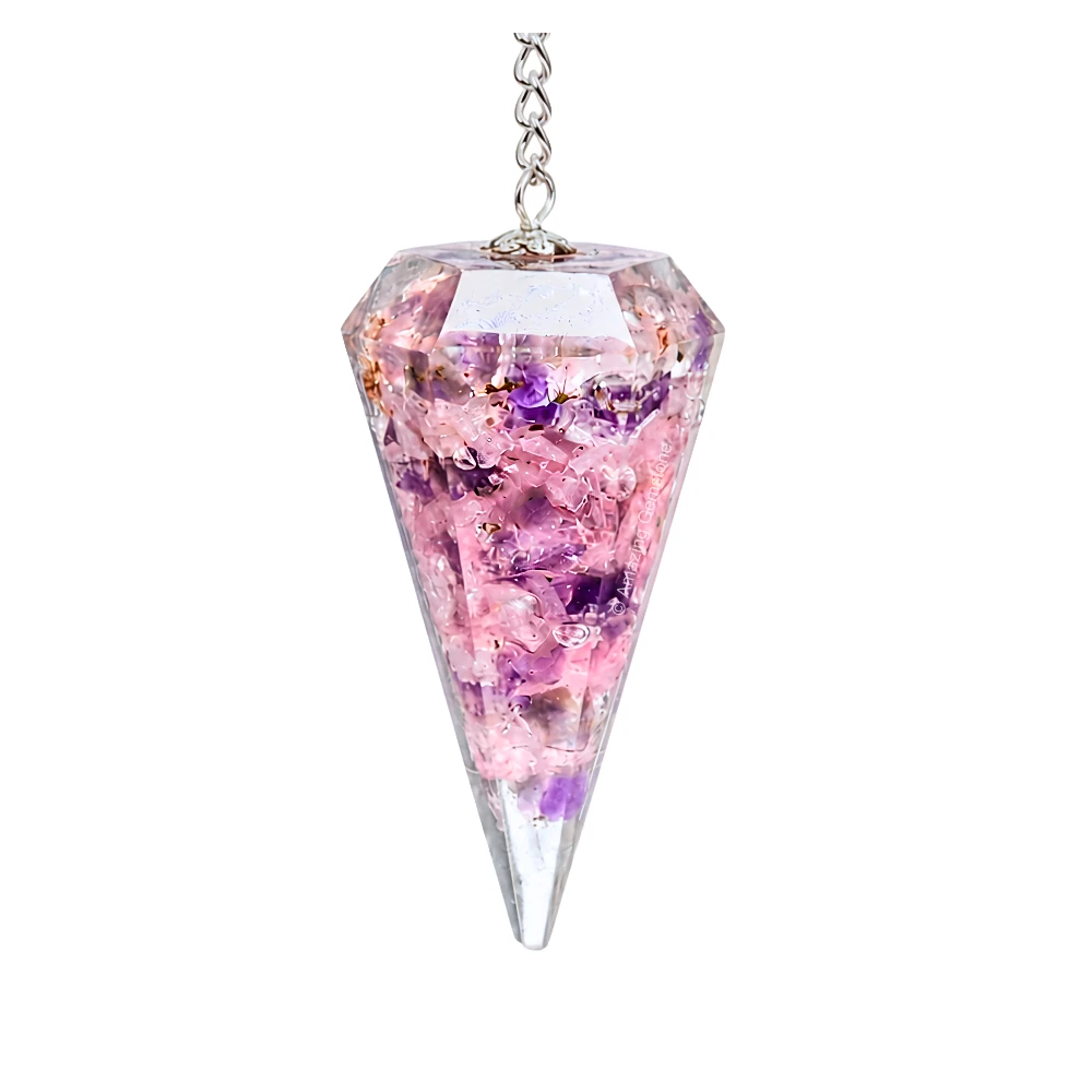 Rose Quartz Amethyst Clear Quartz Orgone Pendulum (Mix)