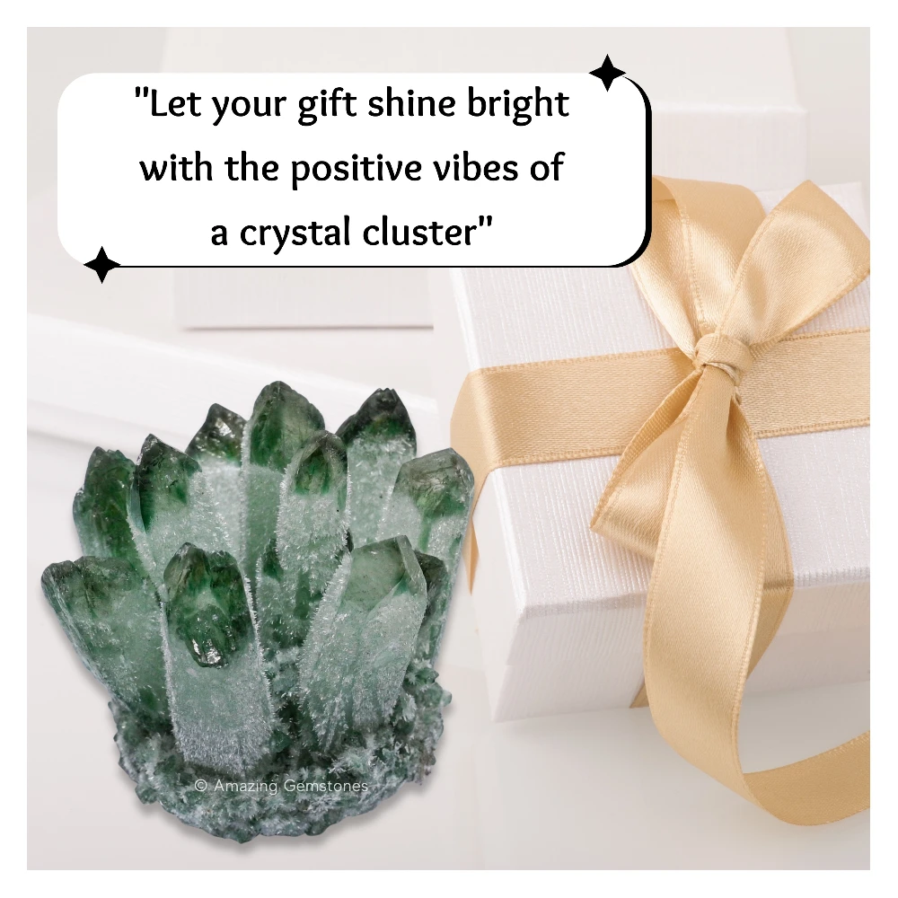 Green Quartz Natural Crystal Cluster