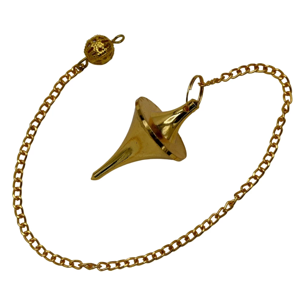 Copper Metal Pendulum - Gold Disc Cone (MP36)