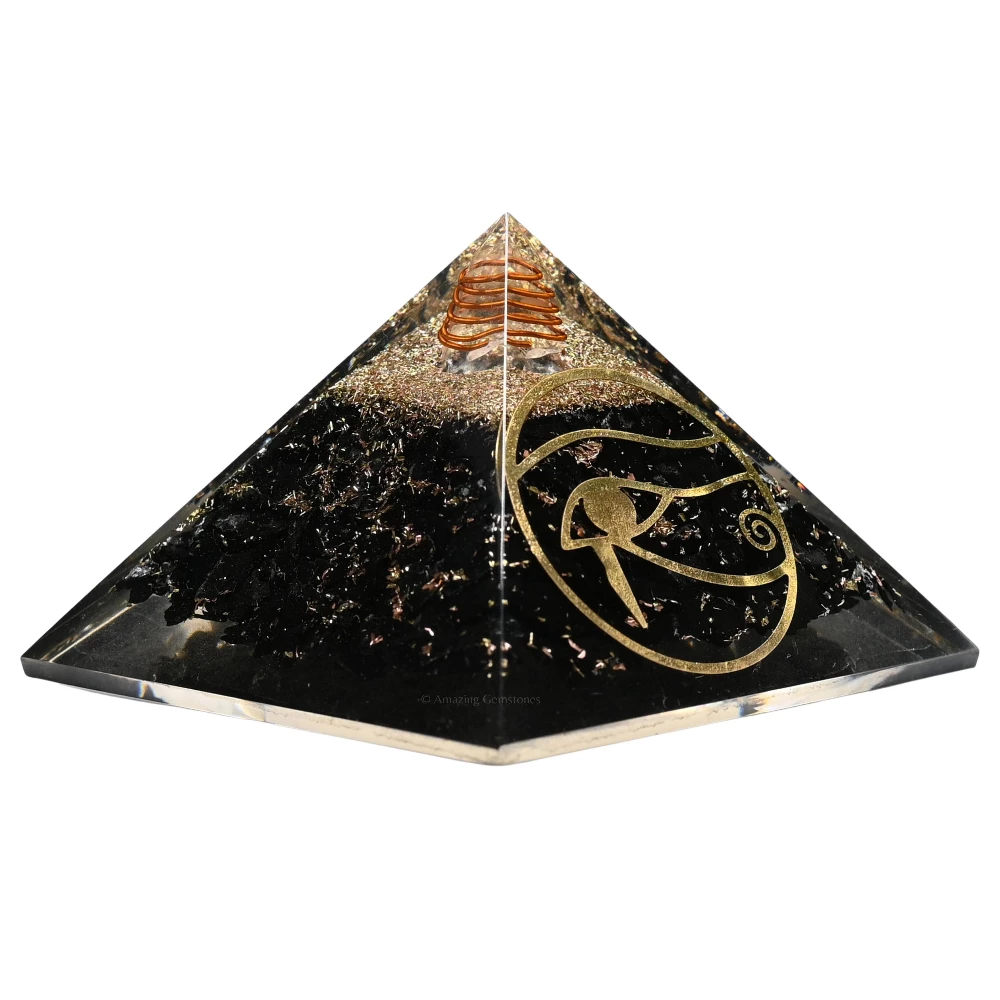 Black Tourmaline Orgone Pyramid - Eye of Horus