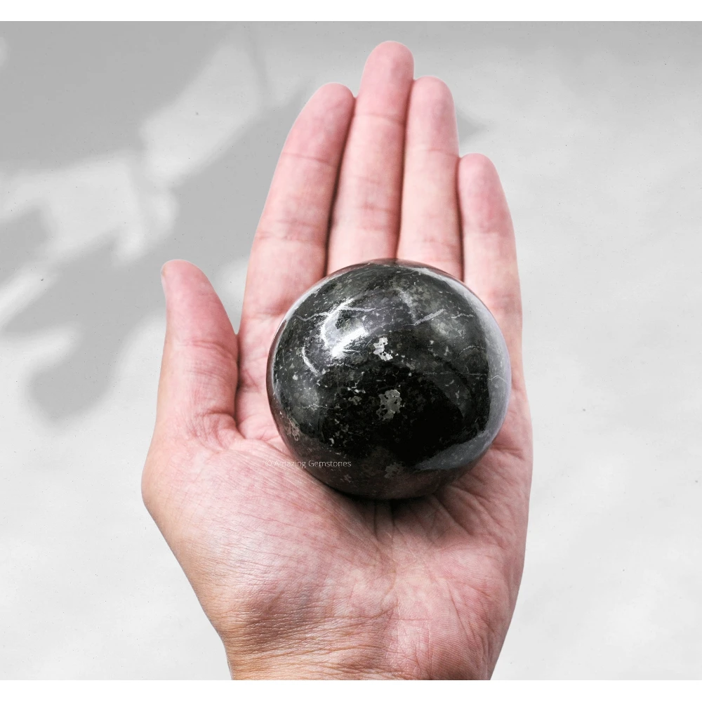 Large Nuummite Sphere (2.5 Inch)