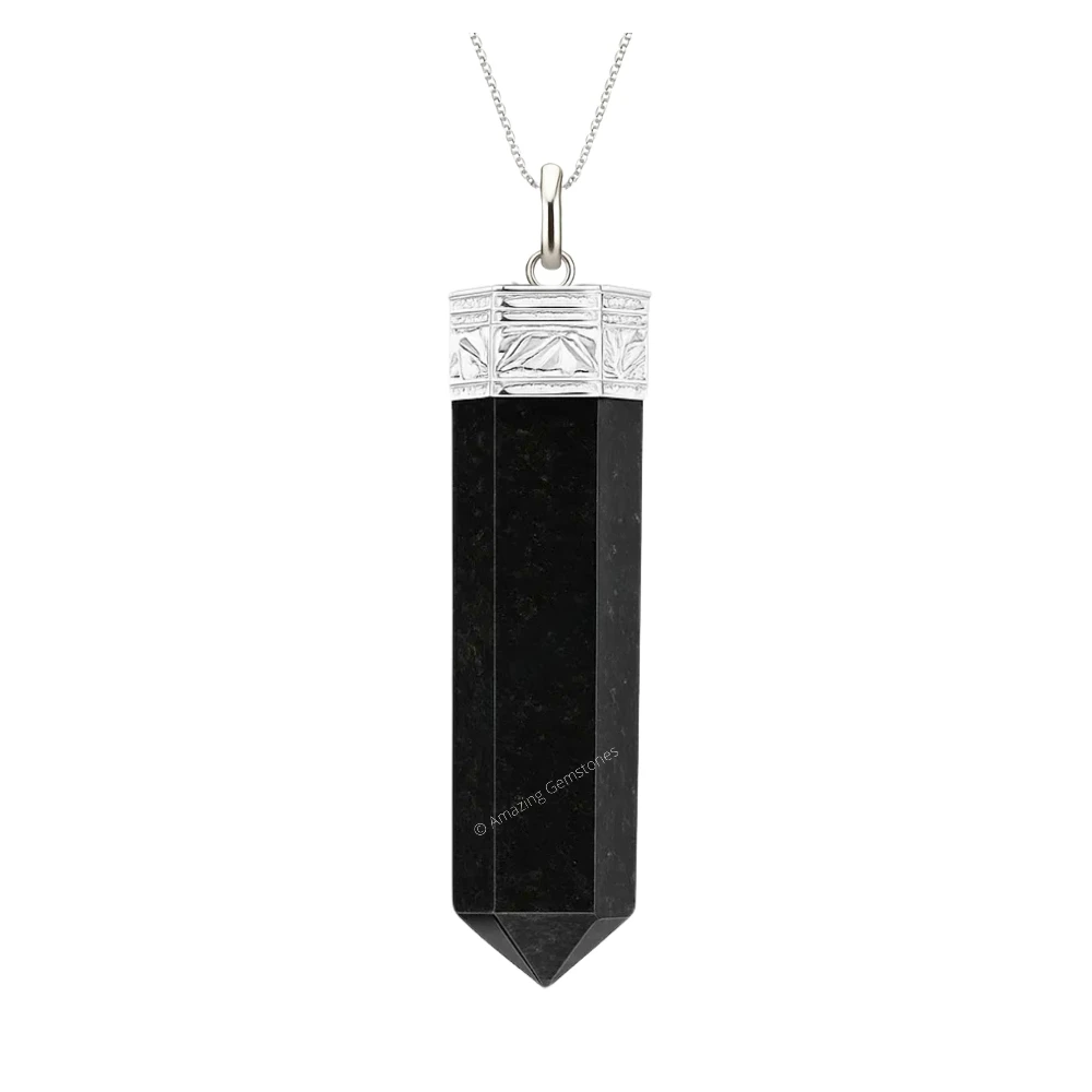 Nuummite Necklace - Pencil Point (Silver)