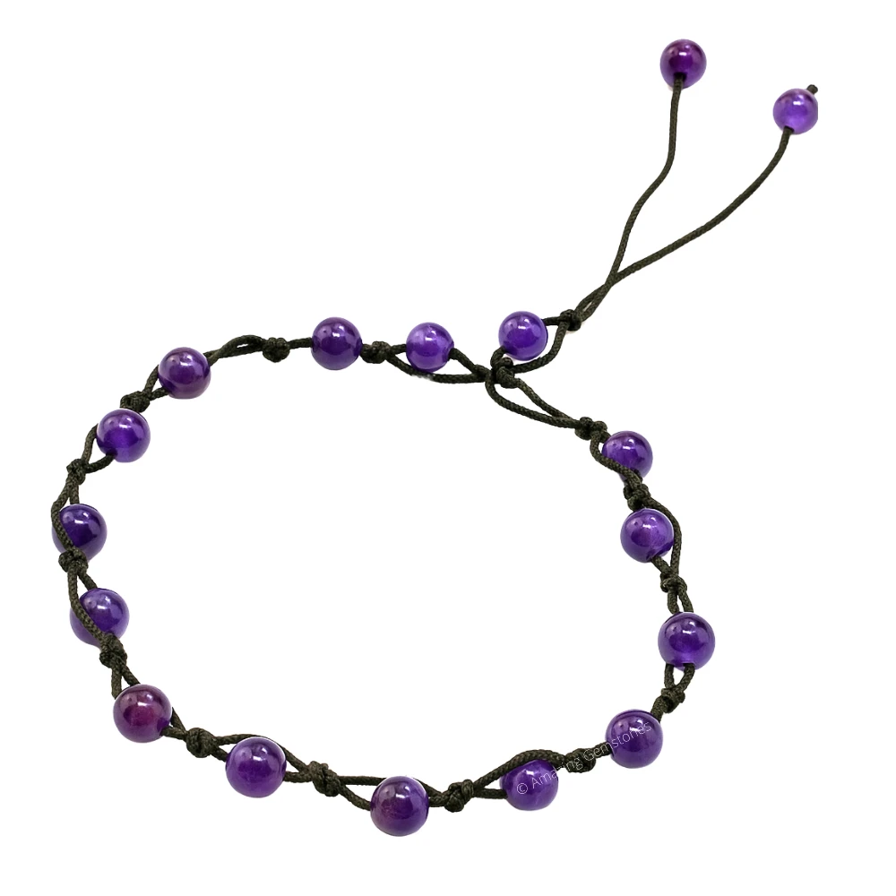 Amethyst Anklet (Hand Knotted)
