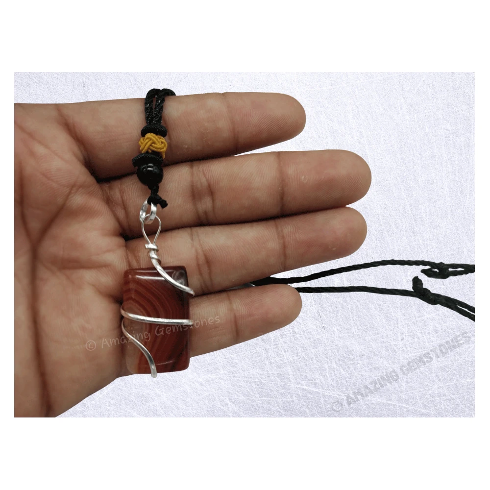 Carnelian Necklace - Spiral Rektangel (Silver)