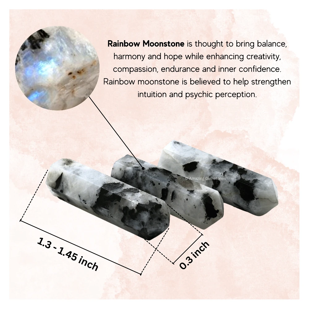 Rainbow Moonstone Pencil Points (Set of 3)
