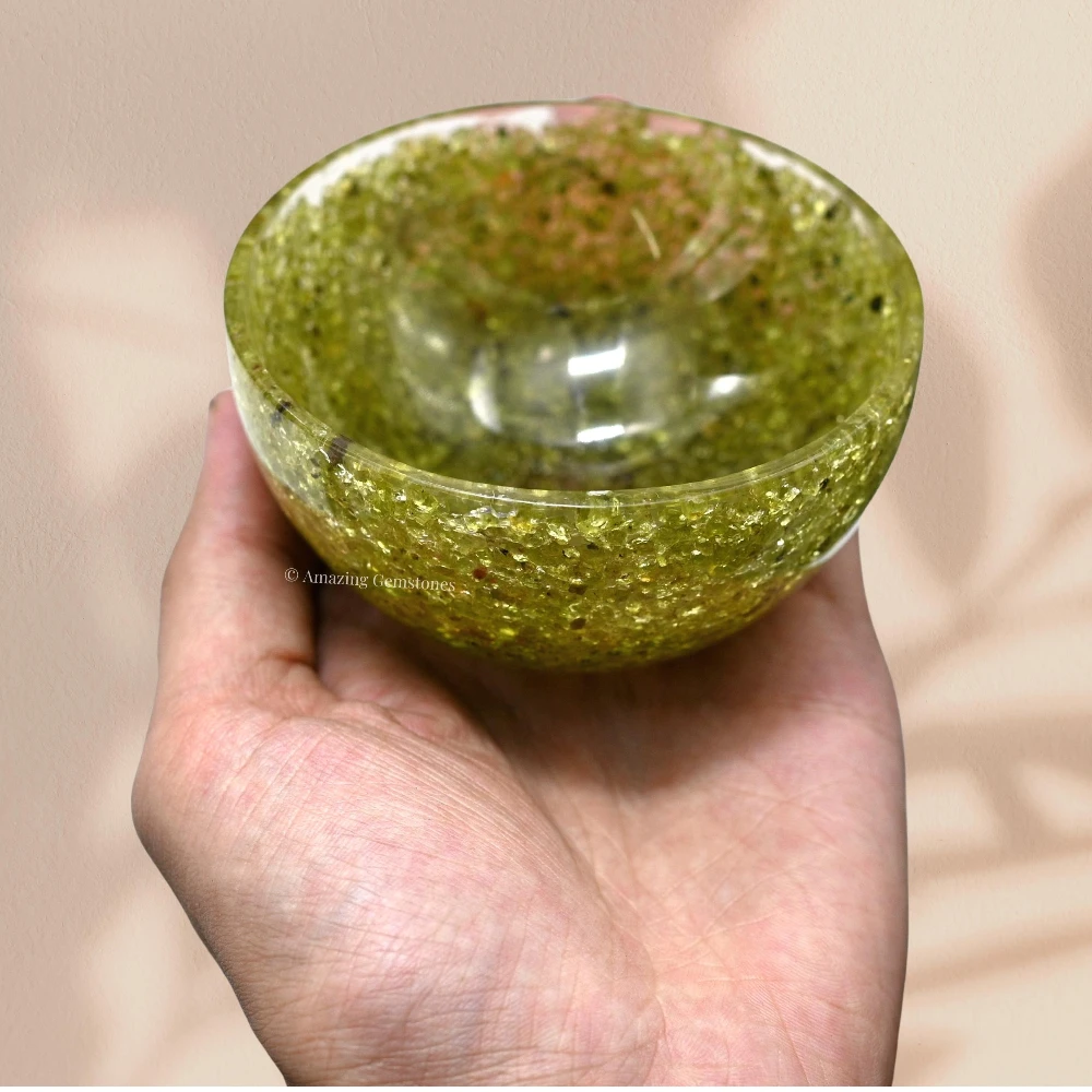 Peridot Crystal Orgone Bowl (3 Inch)