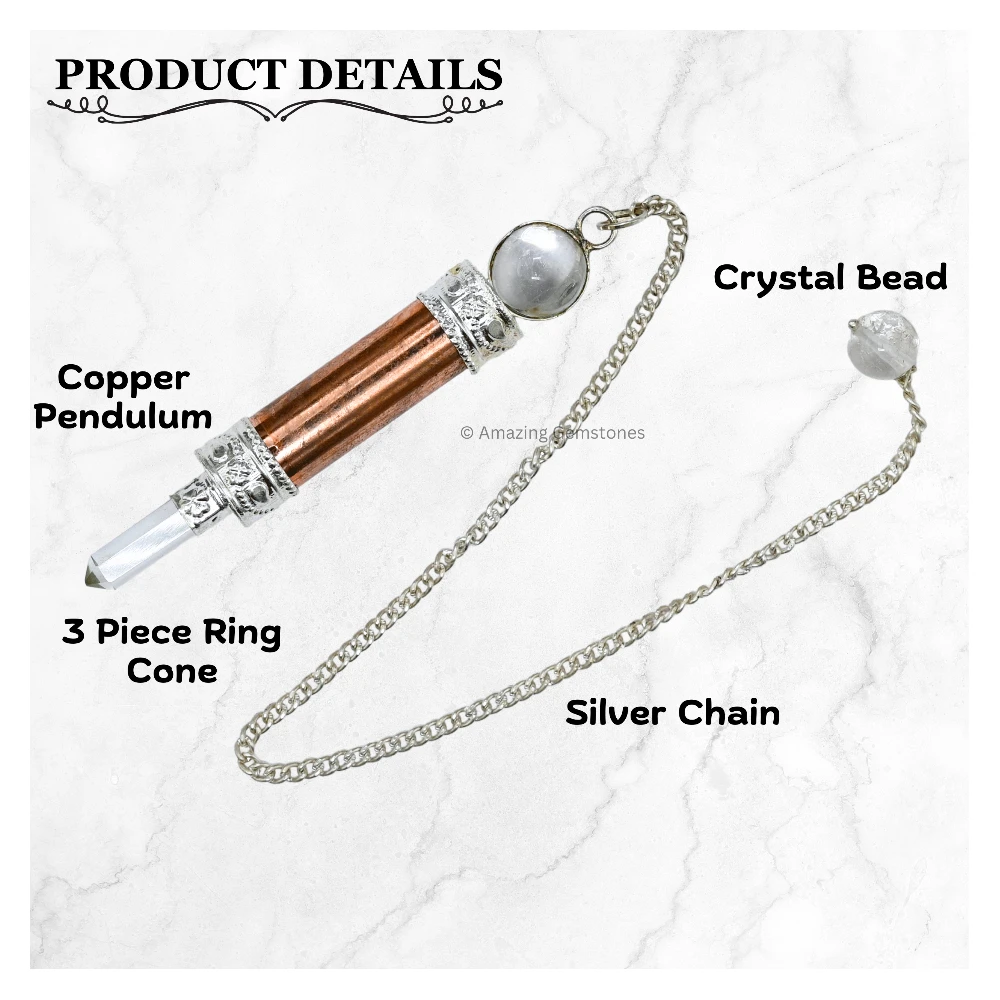 Copper Metal Pendulum - Copper 3 Piece Ring Cone (MP68)