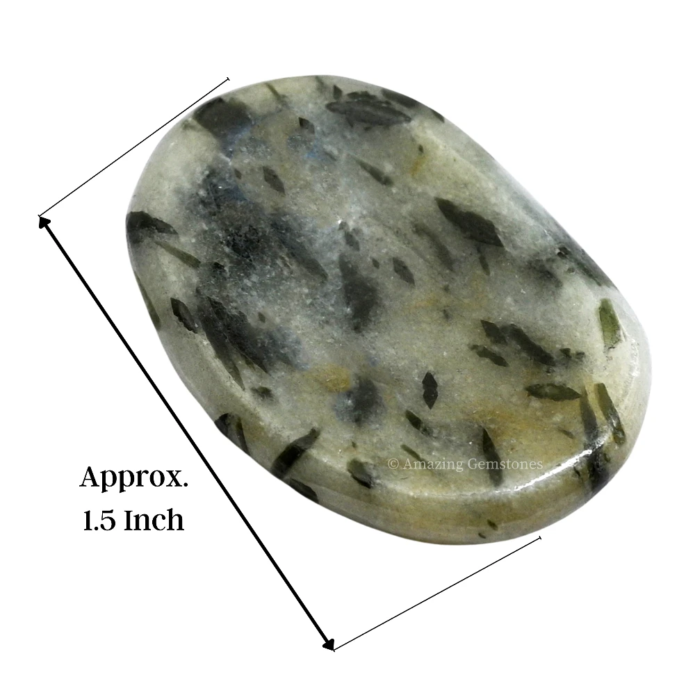 Green Tourmaline In Quartz Worry Stone