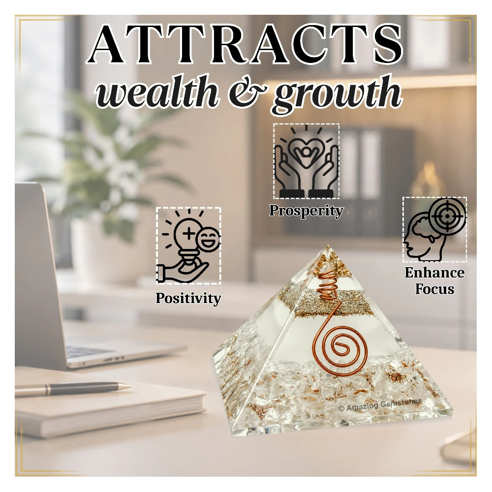 Clear Quartz Orgone Pyramid - Glow in Dark