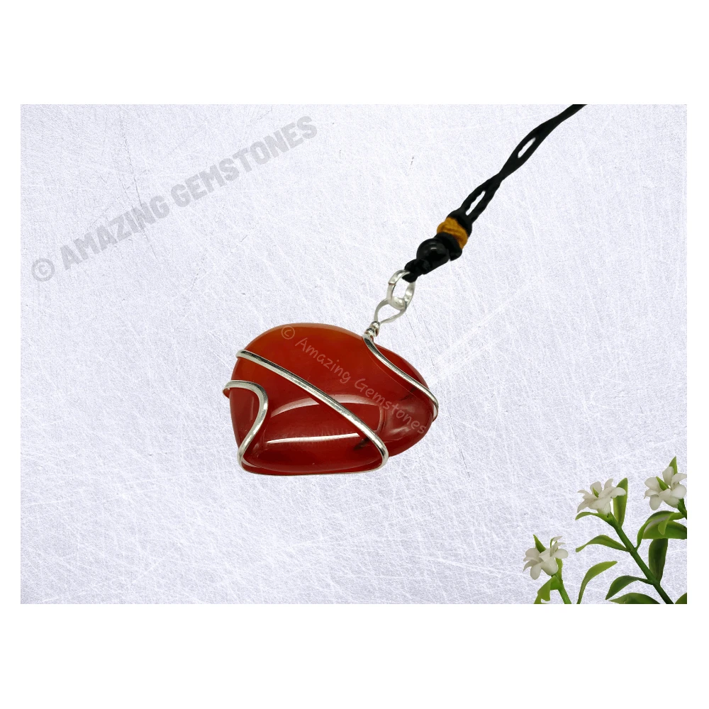 Carnelian Necklace - Spiral Heart (Silver)