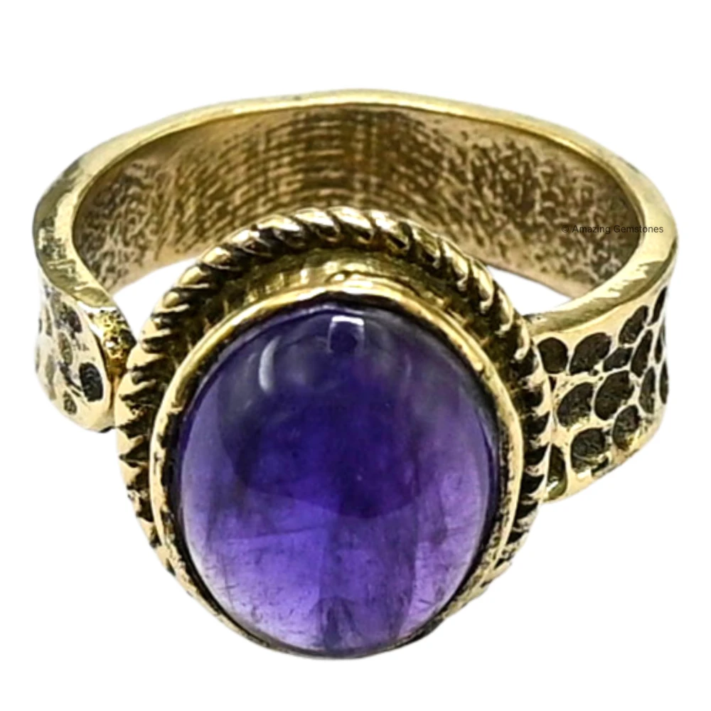 Amethyst Crystal Ring (Gold)