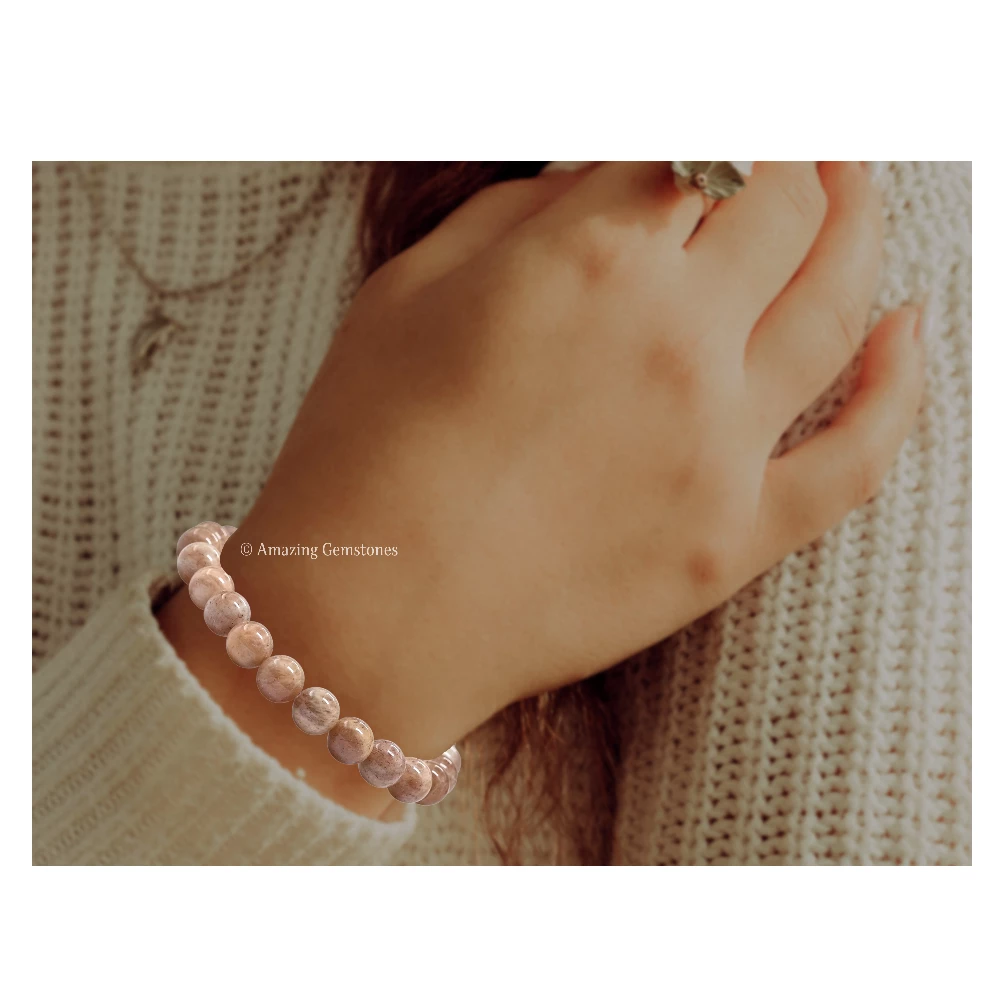 Peach Moonstone Bracelet (Stretchable)