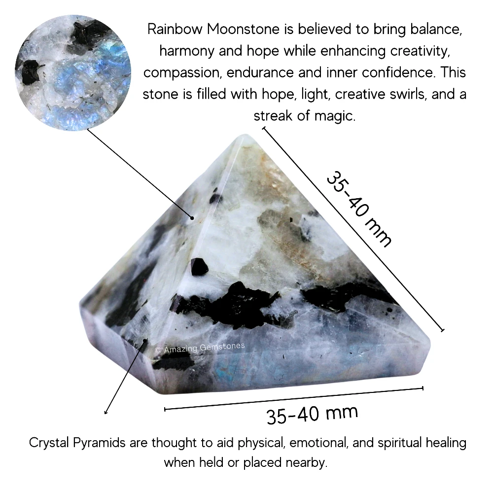 Rainbow Moonstone Pyramid (1.5 Inch)