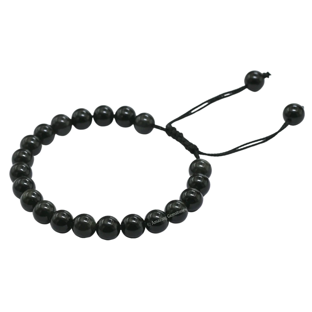 Silver Sheen Obsidian Bracelet (Adjustable)