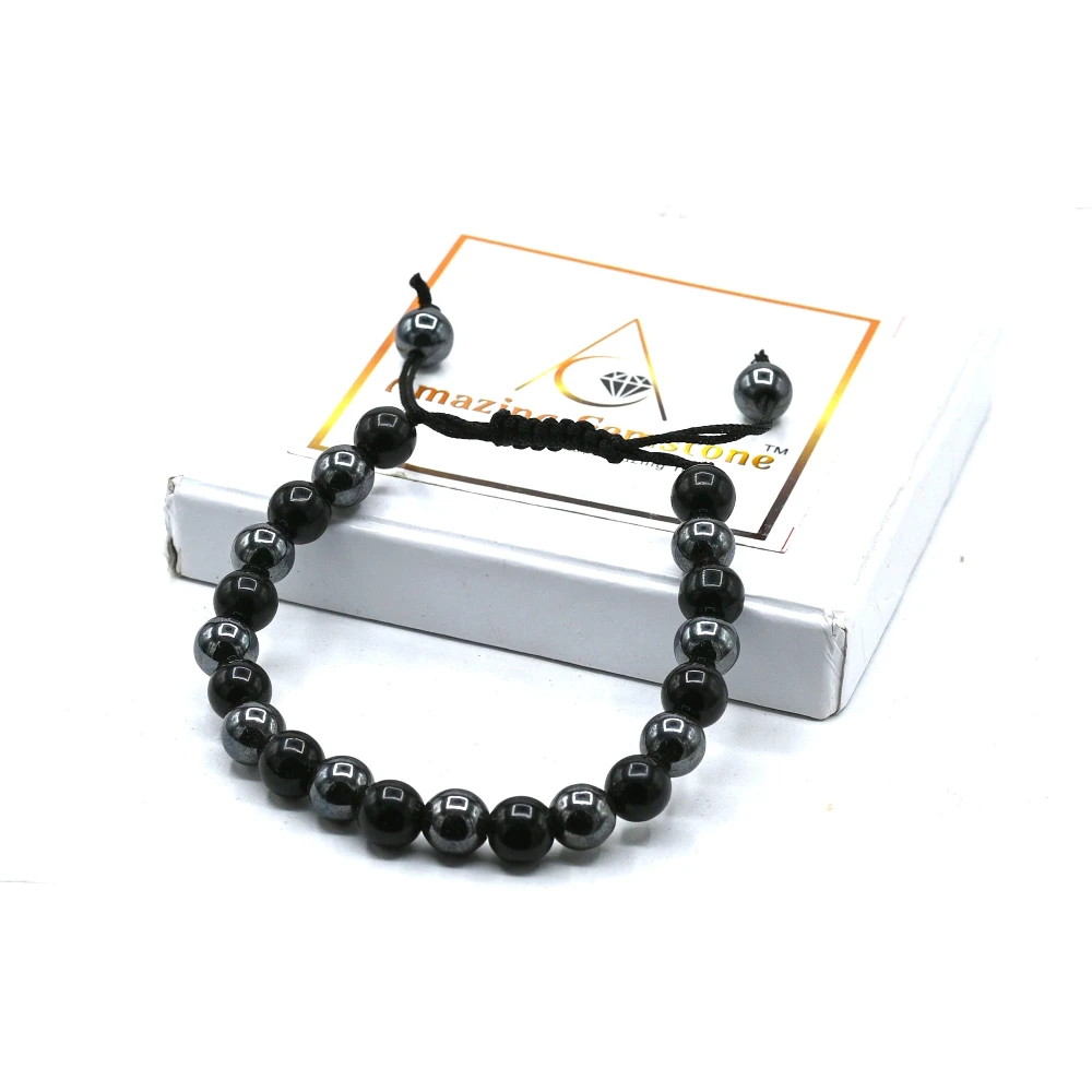 Black Obsidian and Hematite Bracelet